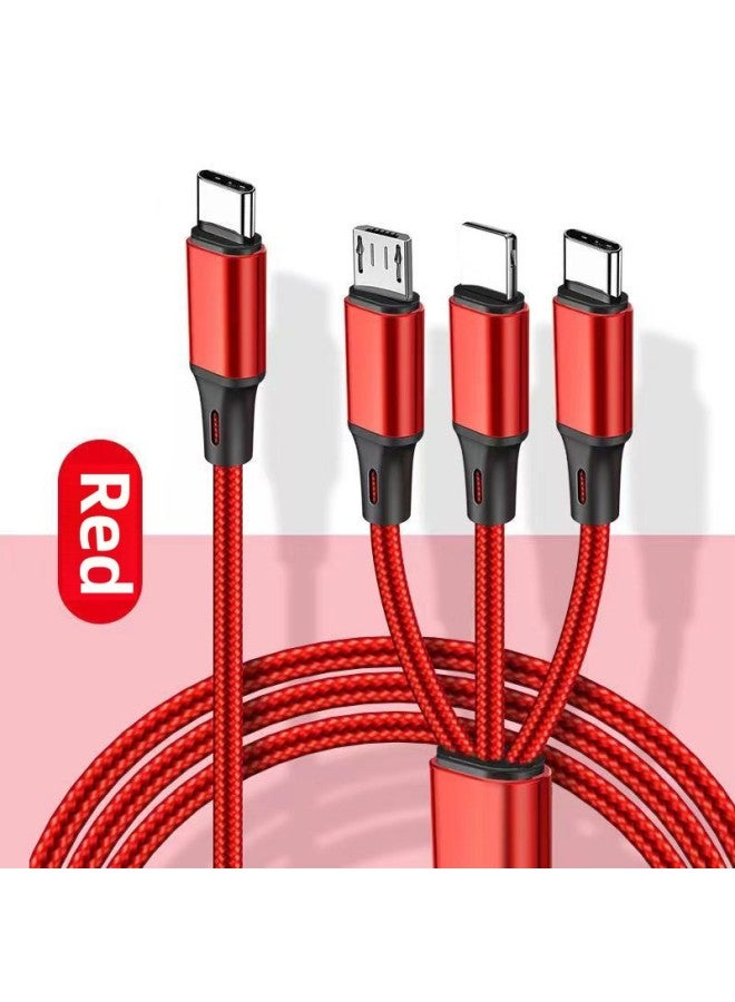 Three-in-one Fast Charging Data Cable With One Drag And Three Plugs For Iphone 15 For Huawei Oppo For Xiaomi Vivo Mobile Phone Tablet-Colour:2m-Model:【red】 Typec Head One To Three Data Cable - Image 1